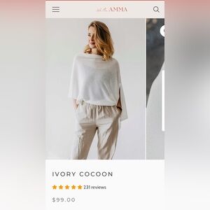 Weareamma Ivory Cocoon Sweater NWT